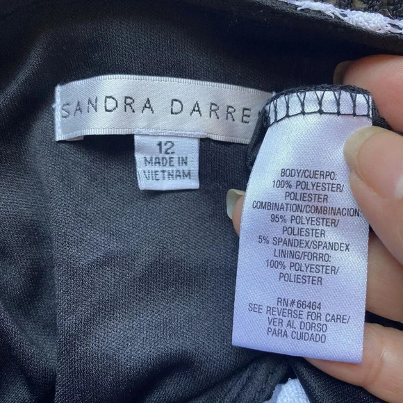 Sandra Darren womens Tunic Dress 12 Black white midi striped red Mesh Party Date - Picture 6 of 7